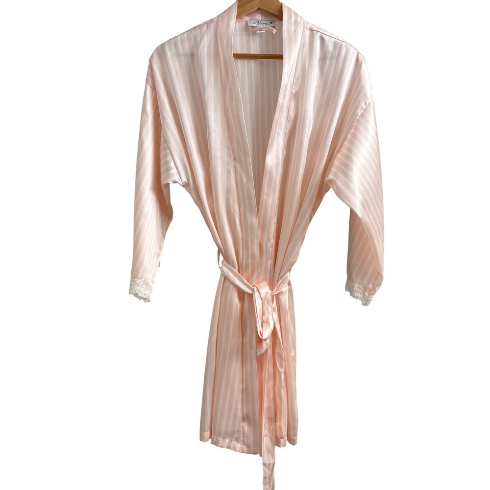 In Bloom By Jonquil Pink & White Candy Stripe Robe Size XS